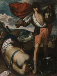 David promenant en triomphe la tête de Goliath